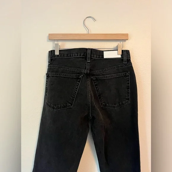 RE/DONE Denim 70’s Mid-Rise Flared Jeans in Black Size 26